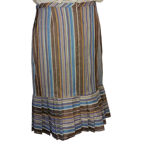 AKRIS PUNTO Colorful 100% Silk Skirt 10 Pleated Ruffle Striped‎ Event Career - Picture 4 of 16